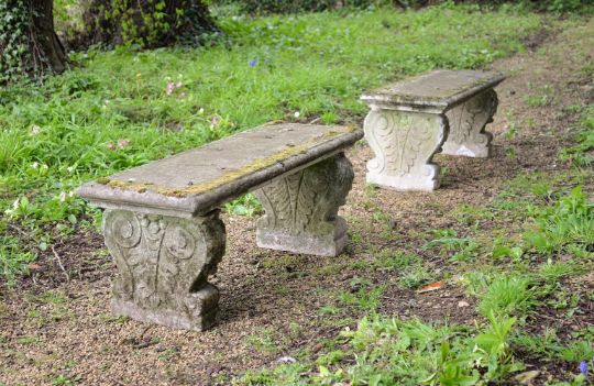A PAIR OF COMPOSITION STONE BENCHES, EARLY 20TH CENTURY