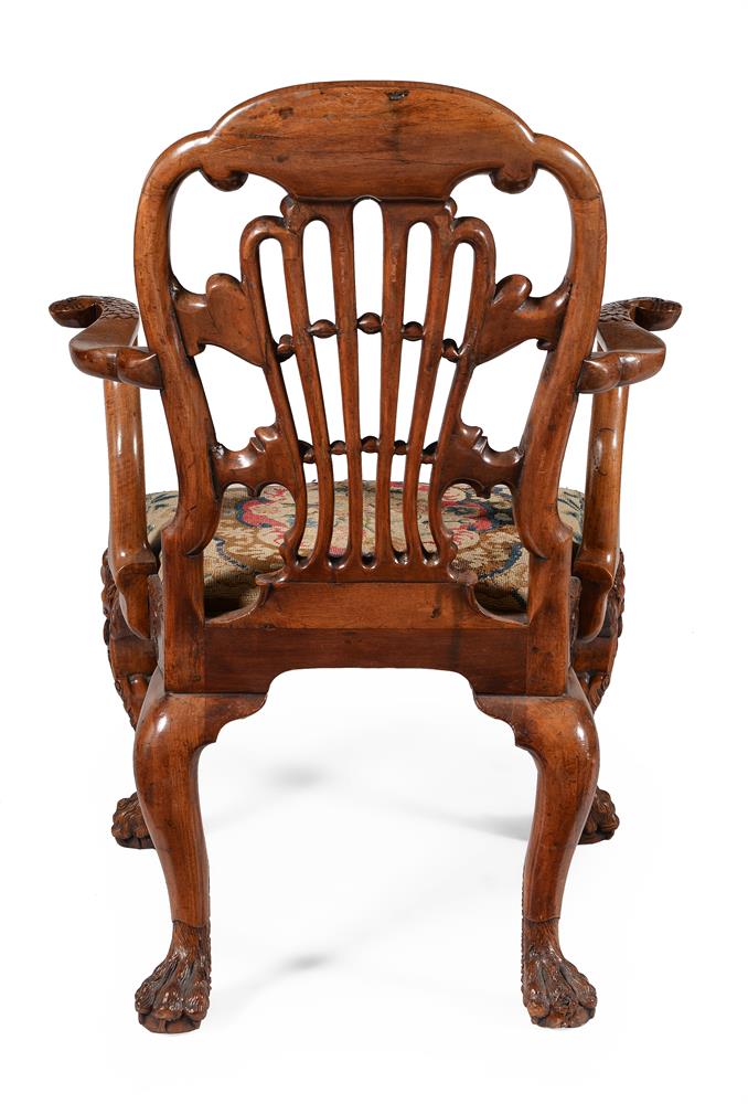 A GEORGE II CARVED WALNUT OPEN ARMCHAIR, ATTRIBUTED TO DANIEL BELL AND THOMAS MOORE, CIRCA 1735 - Image 15 of 21