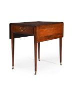Y A GEORGE III MAHOGANY, SYCAMORE AND SATINWOOD PEMBROKE TABLE, ATTRIBUTED TO HENRY KETTLE