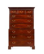 A GEORGE III MAHOGANY CHEST ON CHEST, CIRCA 1780