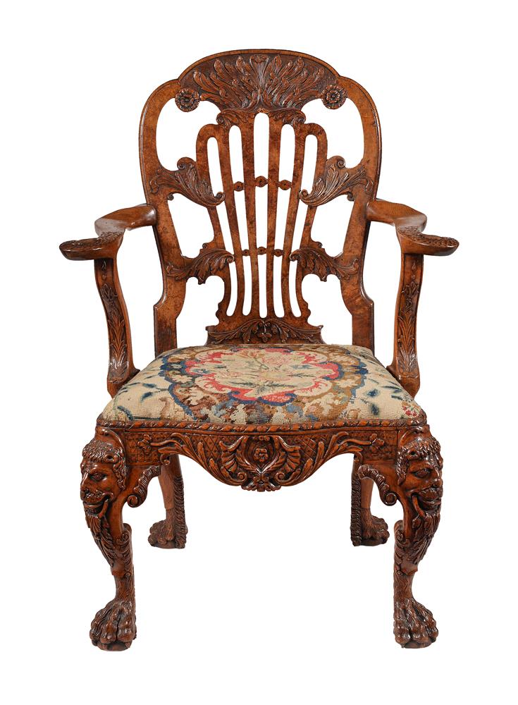 A GEORGE II CARVED WALNUT OPEN ARMCHAIR, ATTRIBUTED TO DANIEL BELL AND THOMAS MOORE, CIRCA 1735 - Image 7 of 21