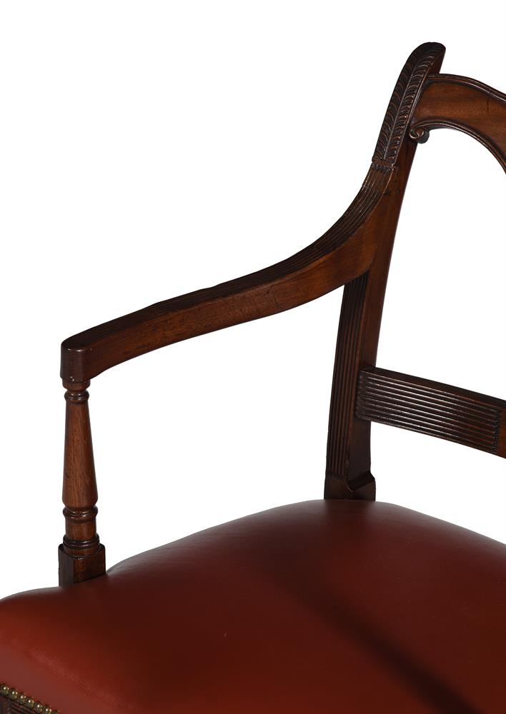 AN UNUSUAL PAIR OF LATE GEORGE III MAHOGANY OPEN ARMCHAIRS, CIRCA 1810 - Image 3 of 3