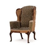 A WALNUT WING ARMCHAIR, CIRCA 1740 AND LATER