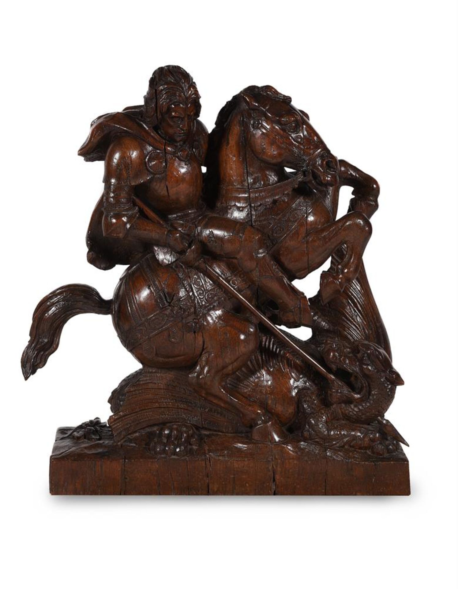 A LARGE CARVED OAK MODEL OF ST. GEORGE AND THE DRAGON, PROBABLY EARLY/MID 19TH CENTURY - Image 6 of 7