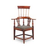 A GEORGE III WALNUT HIGH BACK CORNER ARMCHAIR, CIRCA 1780