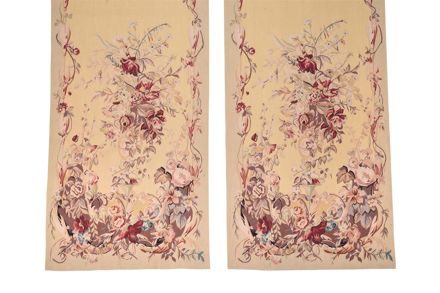 A PAIR OF AUBUSSON ARMORIAL TAPESTRY ENTRE FENETRES, 19TH CENTURY - Image 2 of 6