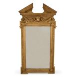 A CARVED GILTWOOD WALL MIRROR, IN GEORGE II STYLE, AFTER DESIGNS BY WILLIAM KENT, 19TH CENTURY