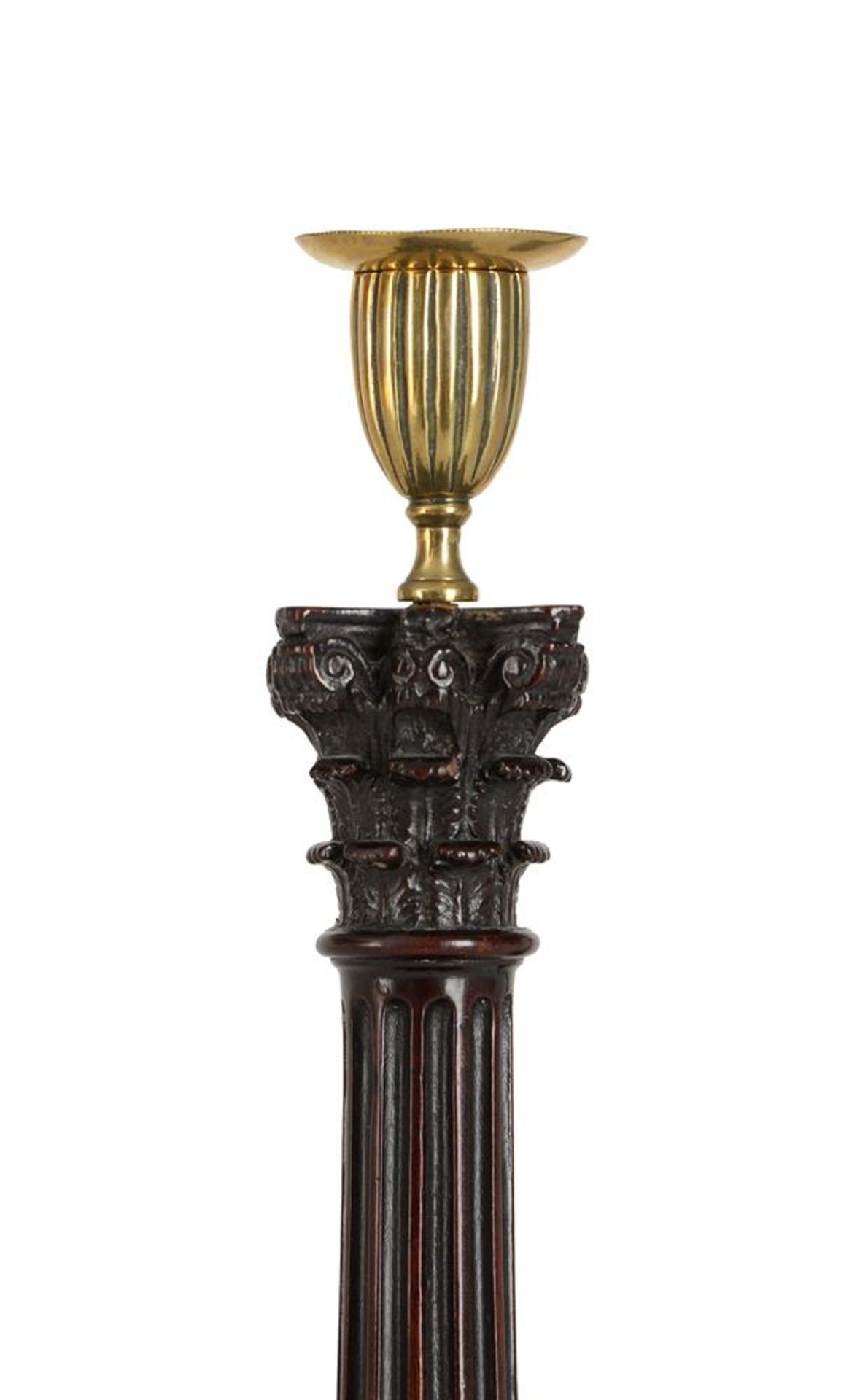 A PAIR OF GEORGE III MAHOGANY CANDLESTICKS, PROBABLY SCOTTISH, CIRCA 1780 - Image 2 of 3