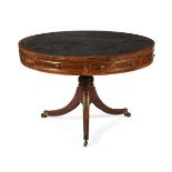 A REGENCY MAHOGANY AND BRASS MOUNTED DRUM LIBRARY TABLE, IN THE MANNER OF JOHN MCLEAN