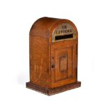 A VICTORIAN OAK AND GILT BRASS MOUNTED DOMESTIC POSTING BOX, SECOND HALF 19TH CENTURY