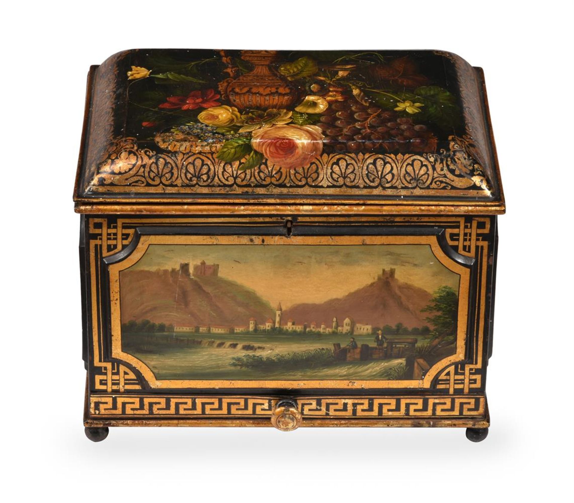 A TOLE PEINTE BOX AND COVER, MID 19TH CENTURY - Image 2 of 7