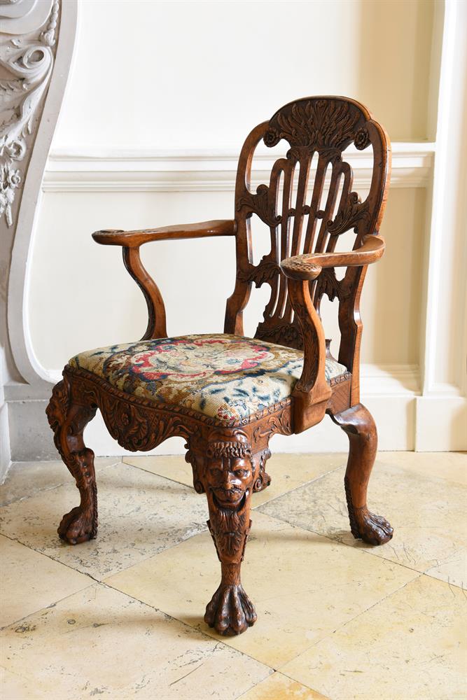 A GEORGE II CARVED WALNUT OPEN ARMCHAIR, ATTRIBUTED TO DANIEL BELL AND THOMAS MOORE, CIRCA 1735 - Image 19 of 21