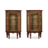 A PAIR OF MAHOGANY AND BRASS MOUNTED STANDING DISPLAY CABINETS, THIRD QUARTER 19TH CENTURY AND LATER