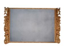 A GEORGE II GILTWOOD OVERMANTEL WALL MIRROR, SECOND QUARTER 18TH CENTURY