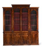 Y A WILLIAM IV OR EARLY VICTORIAN ROSEWOOD LIBRARY BOOKCASE