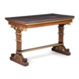 A ROSEWOOD AND PARCEL GILT CENTRE TABLE IN GEORGE IV STYLEIN THE MANNER OF GEORGE SMITH The porphy