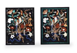 A PAIR OF INDIAN PIETRA DURA PANELS OR TABLE TOPS