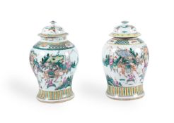 A PAIR OF CHINESE FAMILLE VERTE VASES19TH CENTURY