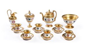 A PARIS PORCELAIN EMPIRE STYLE PART COFFEE SERVICE