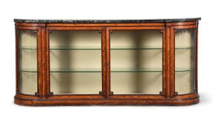 AN EARLY VICTORIAN WALNUT AND MARBLE TOPPED SIDE CABINETBY HOWARD AND SONS
