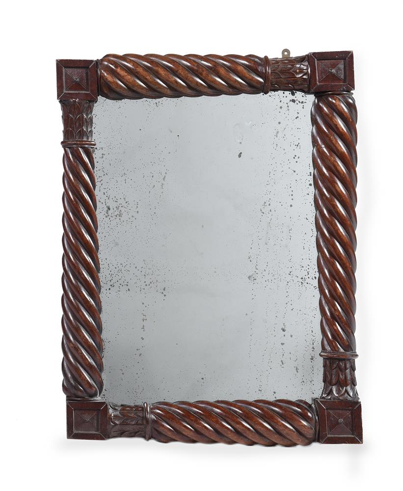 A MAHOGANY WALL MIRROR