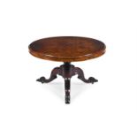 A VICTORIAN FIGURED WALNUT CENTRE TABLE