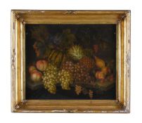 ENGLISH SCHOOL (LATE 18TH CENTURY), STILL LIFE WITH GRAPES, APPLES AND PINEAPPLE