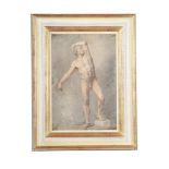 ITALIAN SCHOOL (LATE 18TH CENTURY), STUDY OF A FULL LENGTH STANDING MALE NUDE