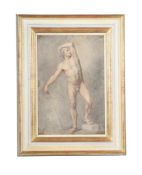 ITALIAN SCHOOL (LATE 18TH CENTURY), STUDY OF A FULL LENGTH STANDING MALE NUDE