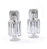 A PAIR OF CUT-GLASS CANDLE LUSTRES