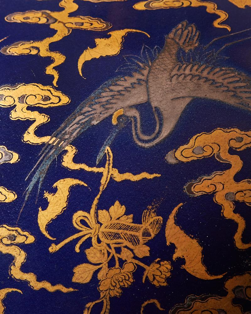 A Magnificent Chinese Imperial blue-glazed silver and gilt 'Bat and Crane' vase - Image 16 of 25