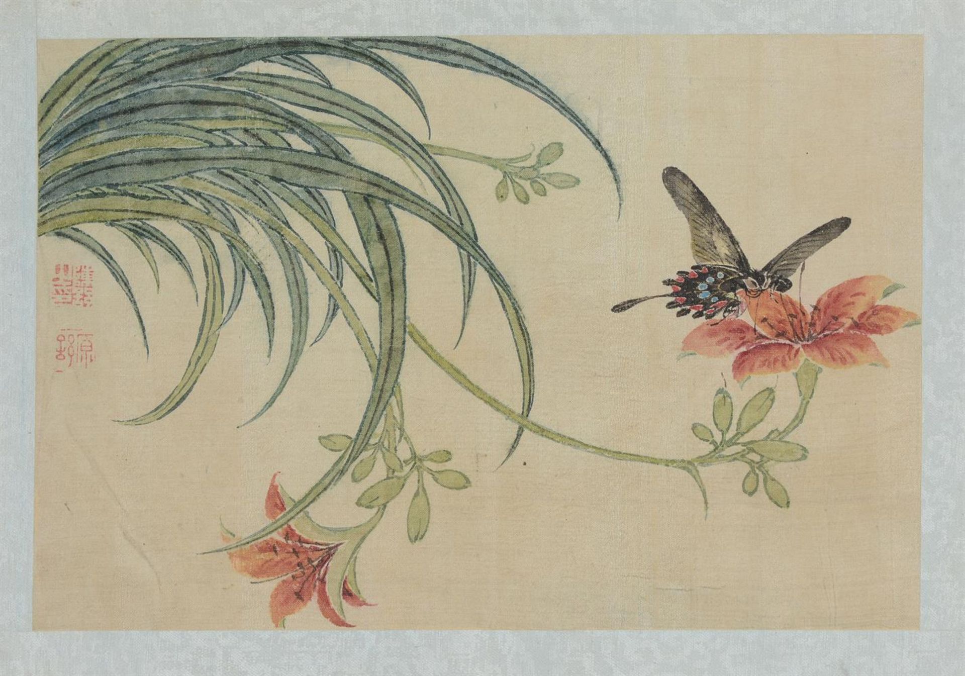 Six loose leaves of flowers and insects paintings by Chen Shu (1612-1682) - Image 2 of 8