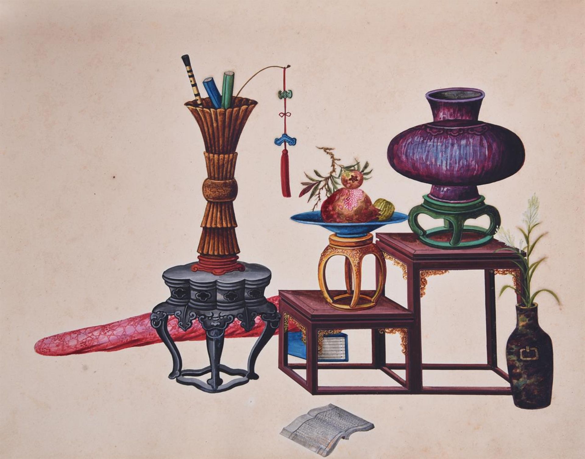 A fine and rare album of 67 china trade watercolours - Image 16 of 26