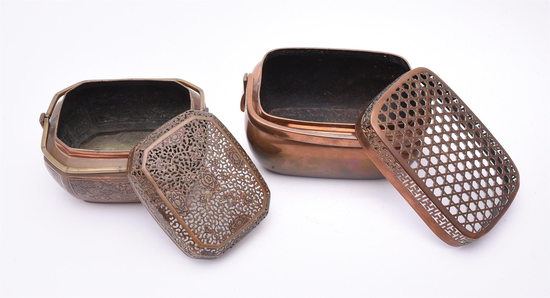 A rectangular Chinese copper hand warmer - Image 3 of 7