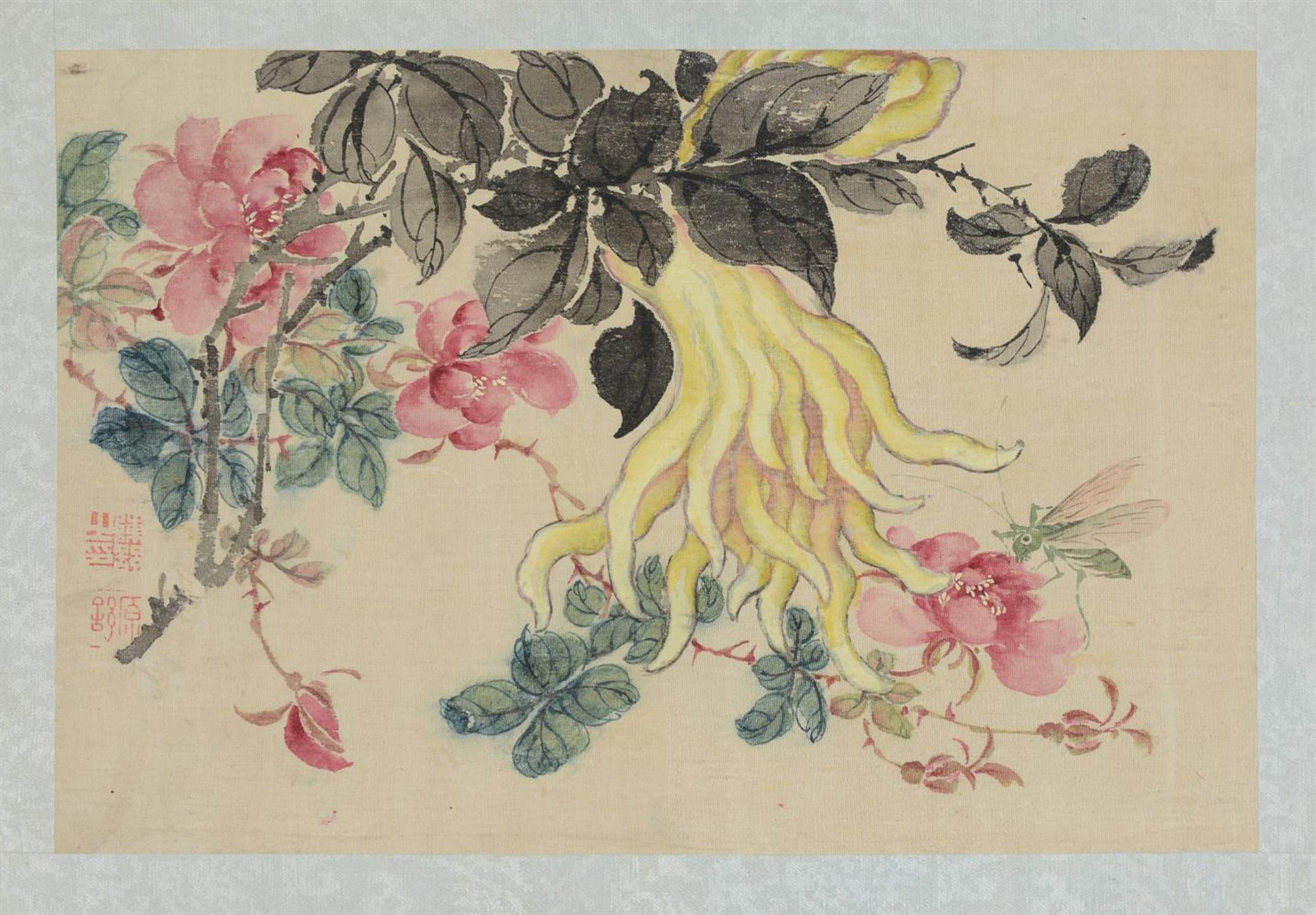 Six loose leaves of flowers and insects paintings by Chen Shu (1612-1682) - Image 4 of 8