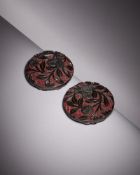 A rare pair of Chinese black and red lacquer boxes and covers