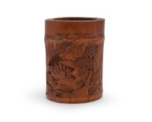 A Chinese carved bamboo brushpot