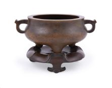 A good Chinese bronze censer and stand
