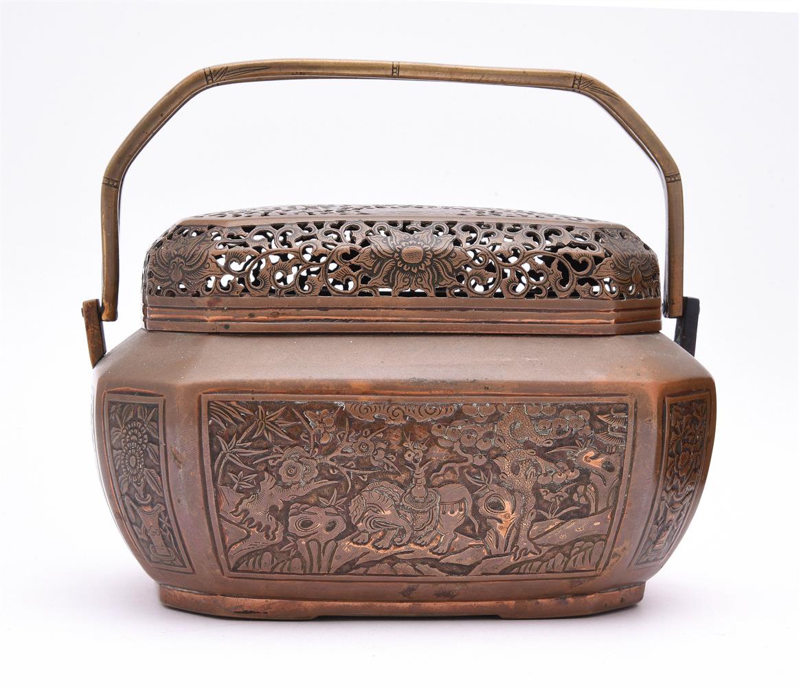 A rectangular Chinese copper hand warmer - Image 6 of 7