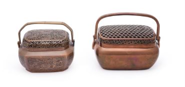 A rectangular Chinese copper hand warmer