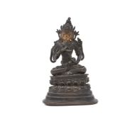 A Tibetan gilt bronze or copper figure of Vajrasattva