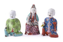 Three Chinese famille rose figures