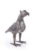 A Khorasan style openwork silvered metal incense burner in the form of a bird
