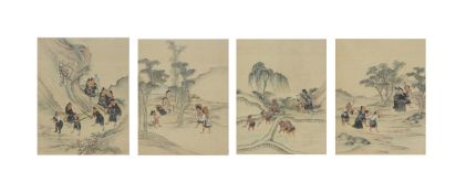 A set of four Chinese folklore paintings