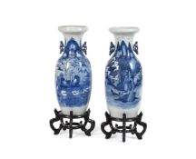 A large pair of Chinese blue and white vases