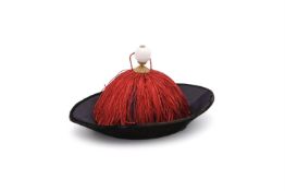 A rare Chinese autumn black velvet brimmed hat for a Viceroy