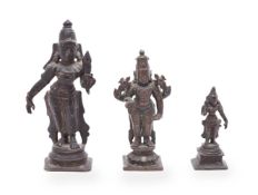 Three South Indian bronze figures of Hindu deities 18-19th c