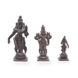 Three South Indian bronze figures of Hindu deities 18-19th c