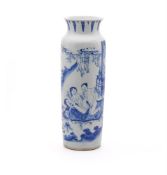 A large blue and white 'Erotic scene' vase