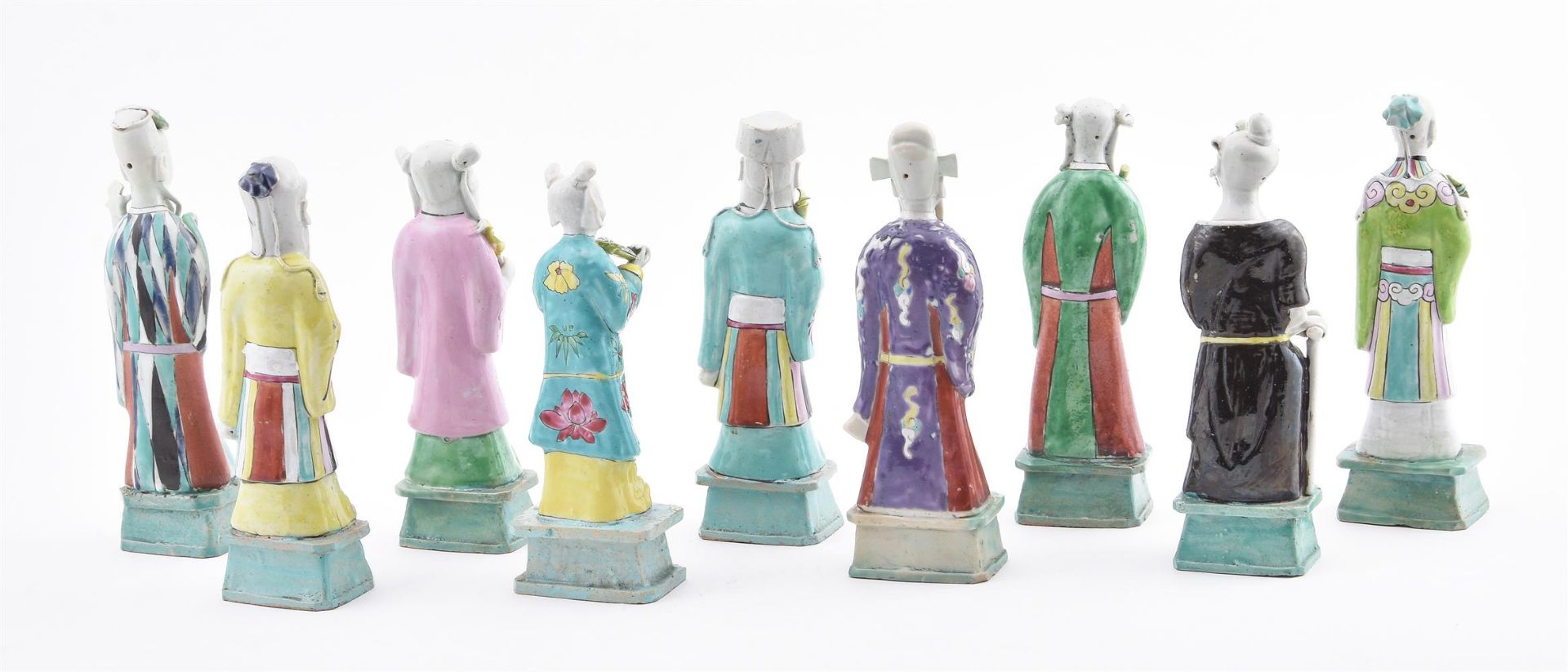Eight Chinese Export Famille Rose figures of Immortals - Image 5 of 6